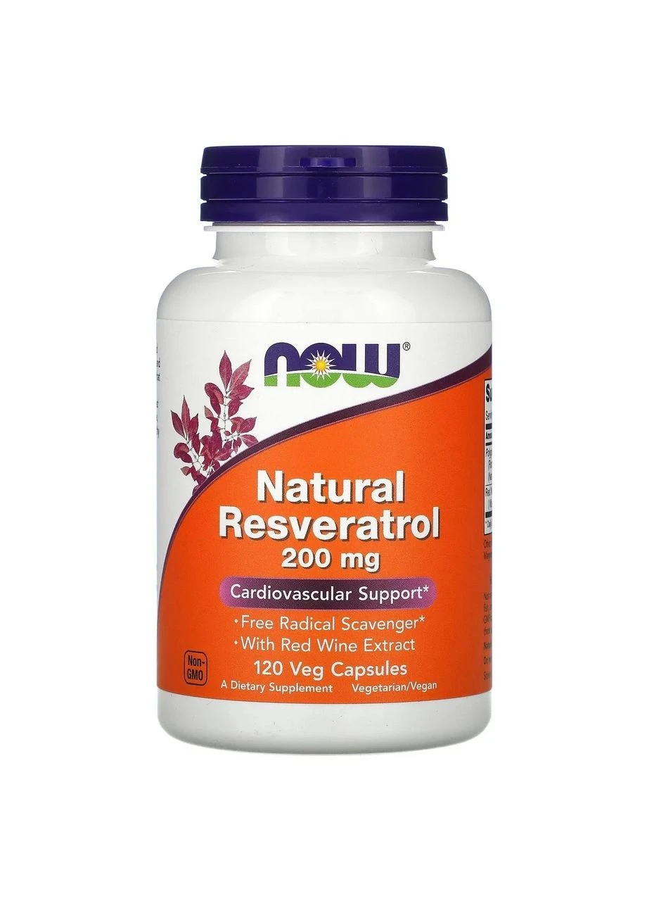 Ресвератрол Natural Resveratrol 200 мг, 120 капсул Now Foods (361113976)