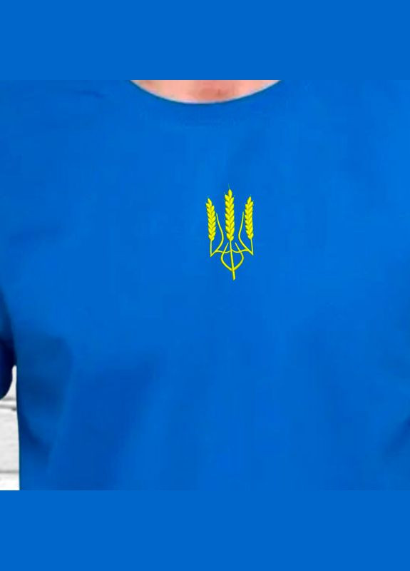 Синяя футболка с вышивкой трезубца 01-3 мужская (345794-15-2) No Brand