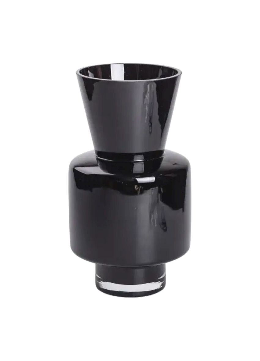 Ваза з кольорового скла чорна для квітів декоративна ваза для дому та офісу інтер'єрний елемент ProDobro (364190090)