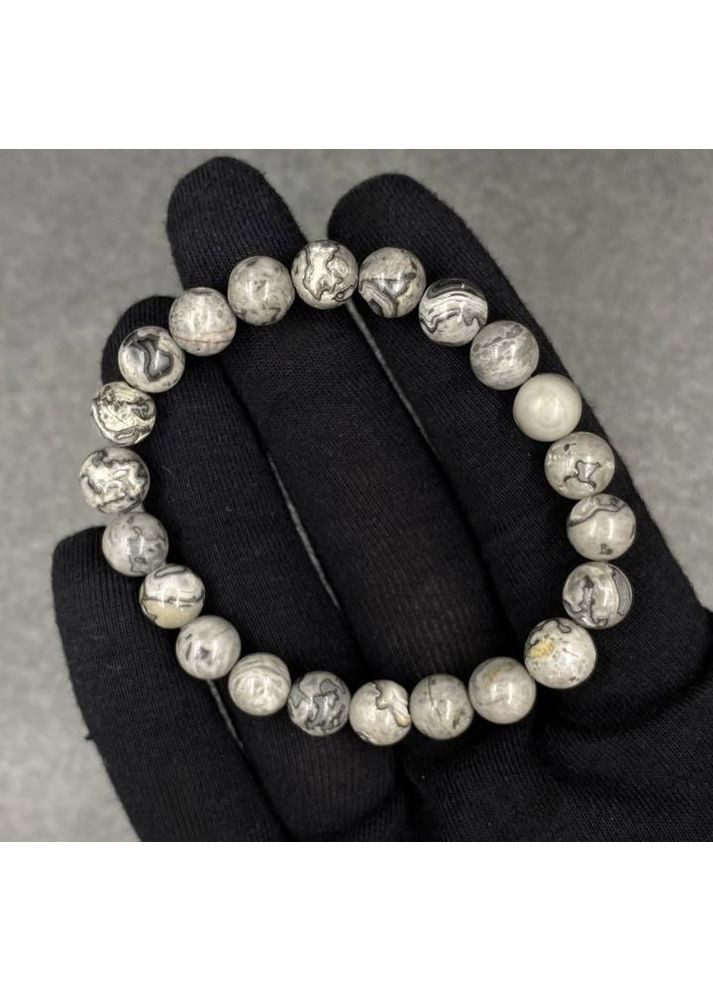 УЦІНКА! Браслет із натуральної сірої яшми 8 мм (УЦ-00001) Hemst (366089415)