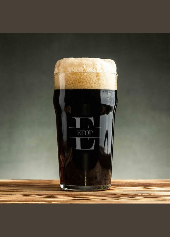 Келих для пива "Ініціал" персоналізований, Дерев'яна подарункова коробка BeriDari (293509244)