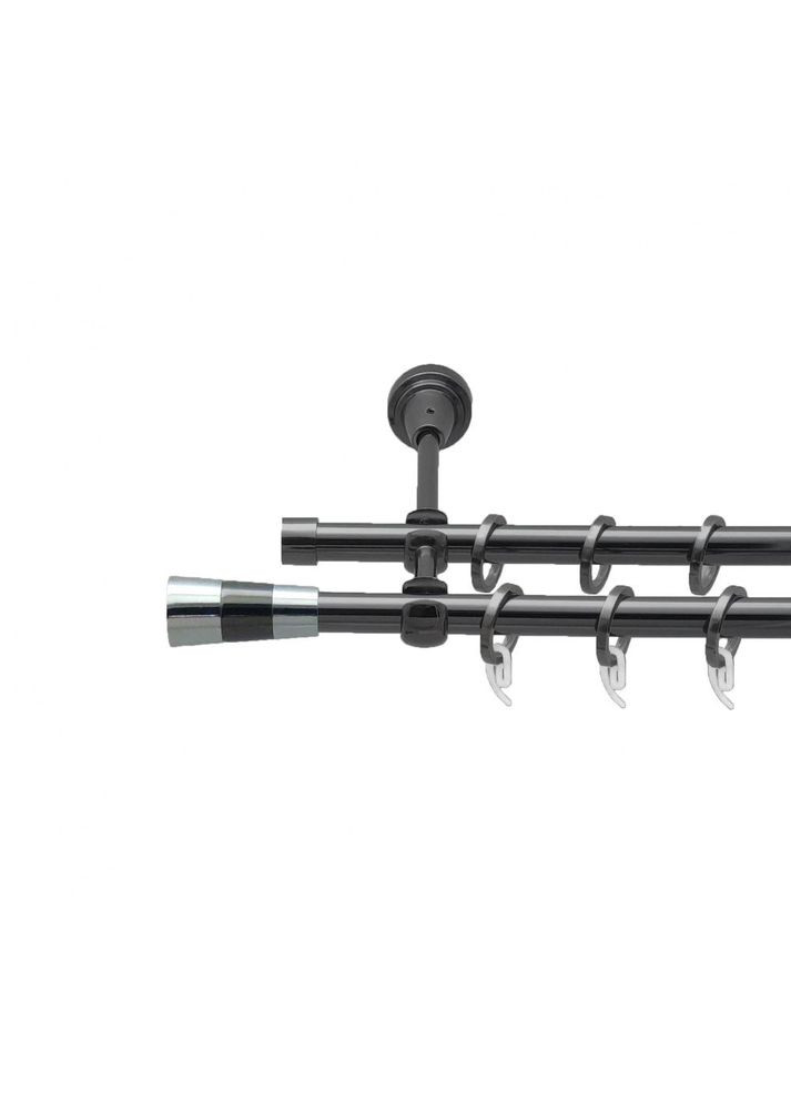 Карниз Валео металевий дворядний відкритий гладка труба кільце фасонне металеве Онікс 16\16 мм 240 см (4714264) ORVIT (300845363)