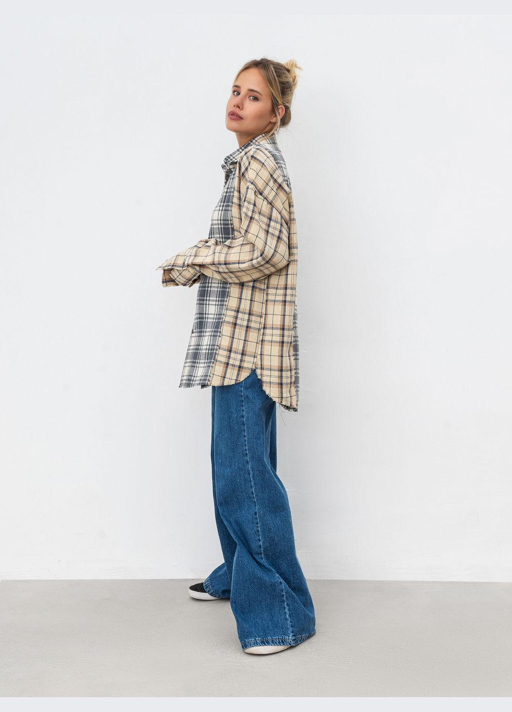 Серая рубашка в клетку Romashka