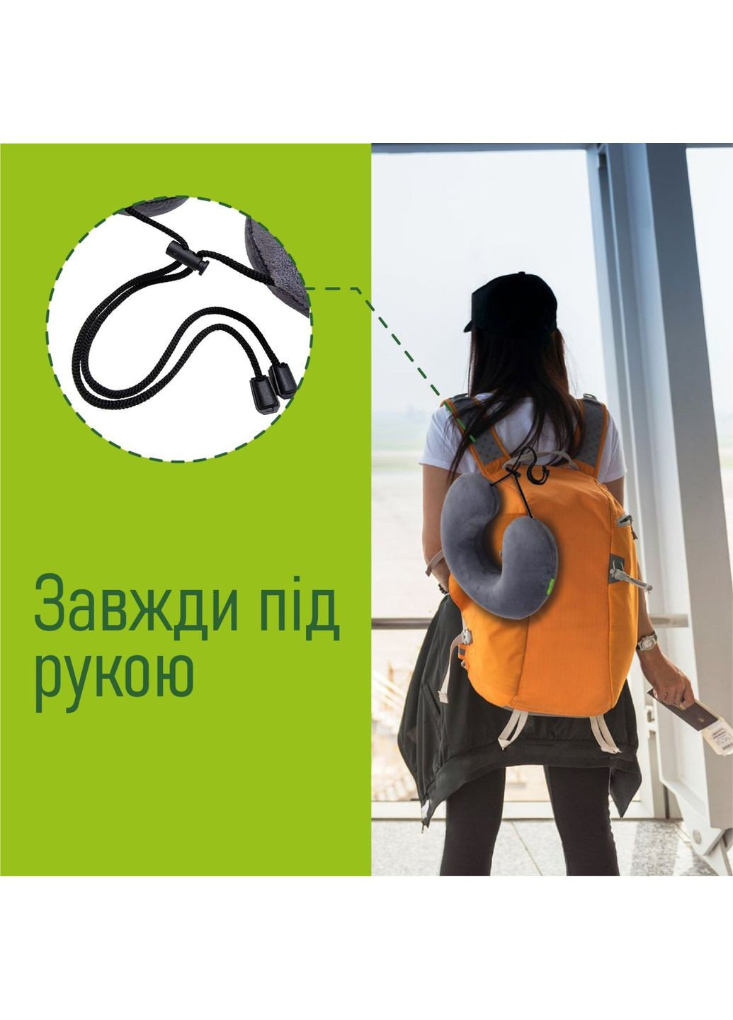 Дорожная подушка для шеи автомобильная ортопедическая с фиксатором с «эффектом памяти» (Memory foam) PMF 001-3 Серая Elite Decor (369550364)