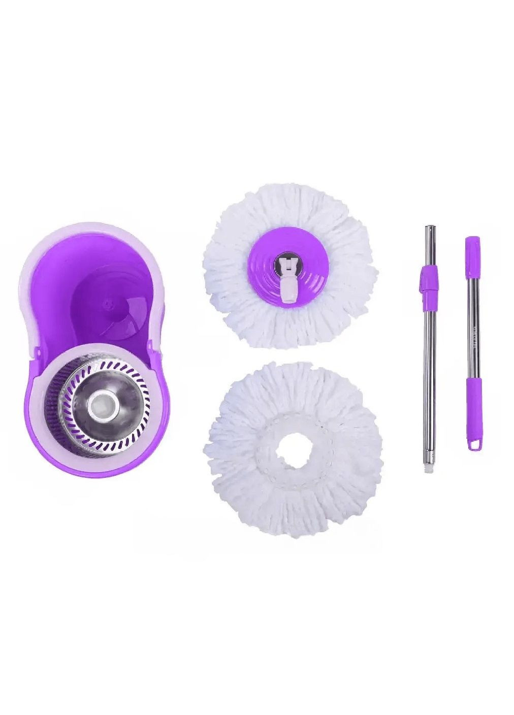 Комплект набор швабра лентяйка с ведром насадками автоматическим отжимом ручкой для переноски 10 л (478549-Prob) Фиолетовый Unbranded (306770119)