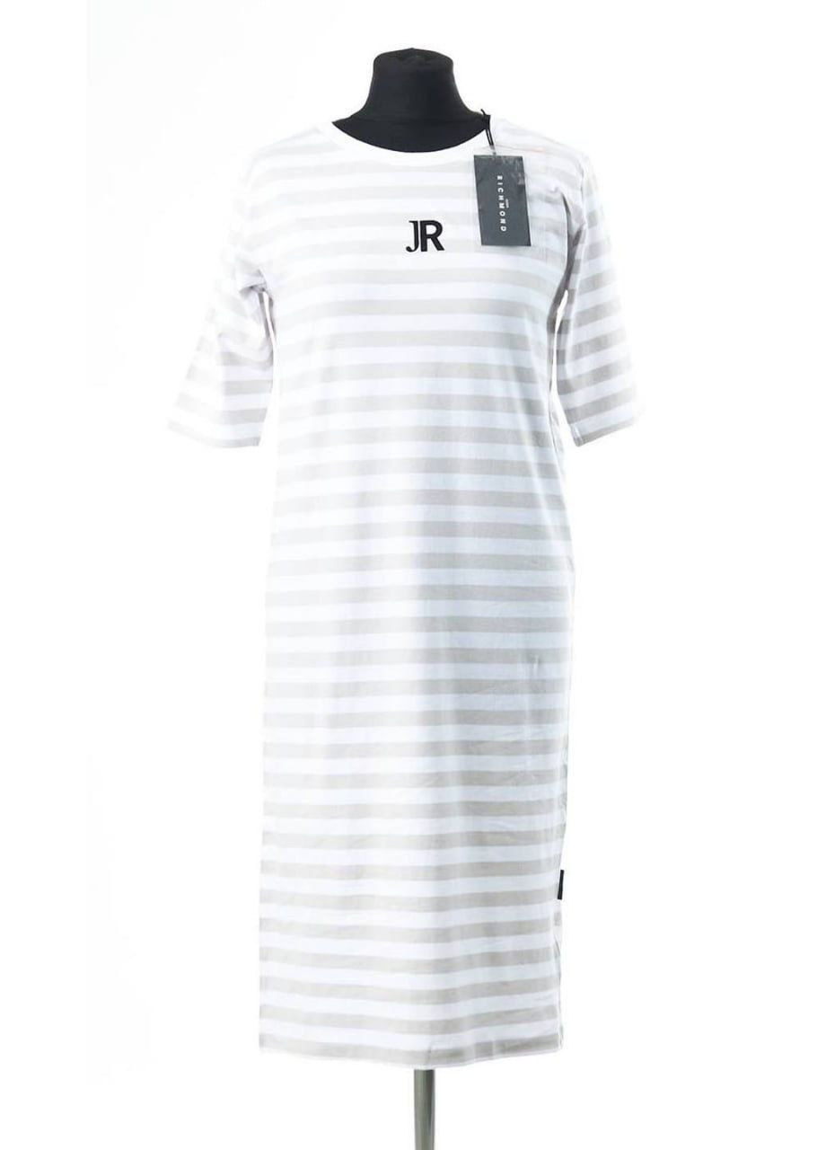 Светло-бежевое повседневный, кэжуал платье платье-футболка John Richmond с логотипом