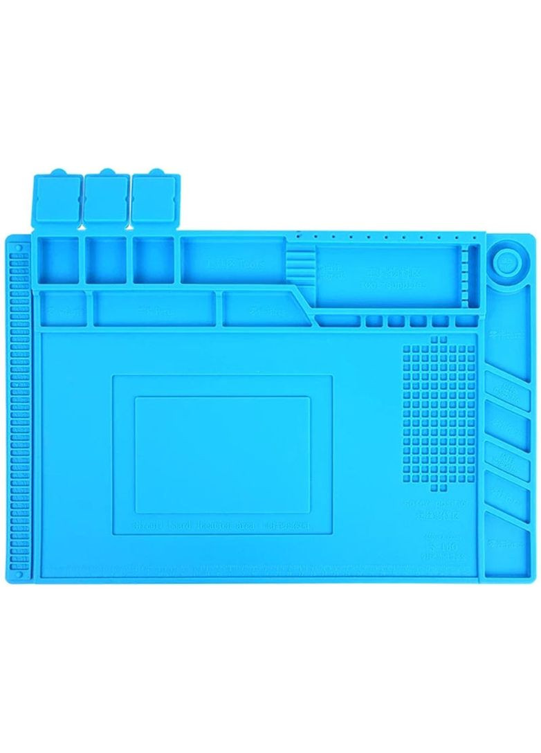 Мат силіконовий, термостійкий S-160, для ремонту техніки та розкладки запчастин / 450x300 мм Blue AIDA (322567615)