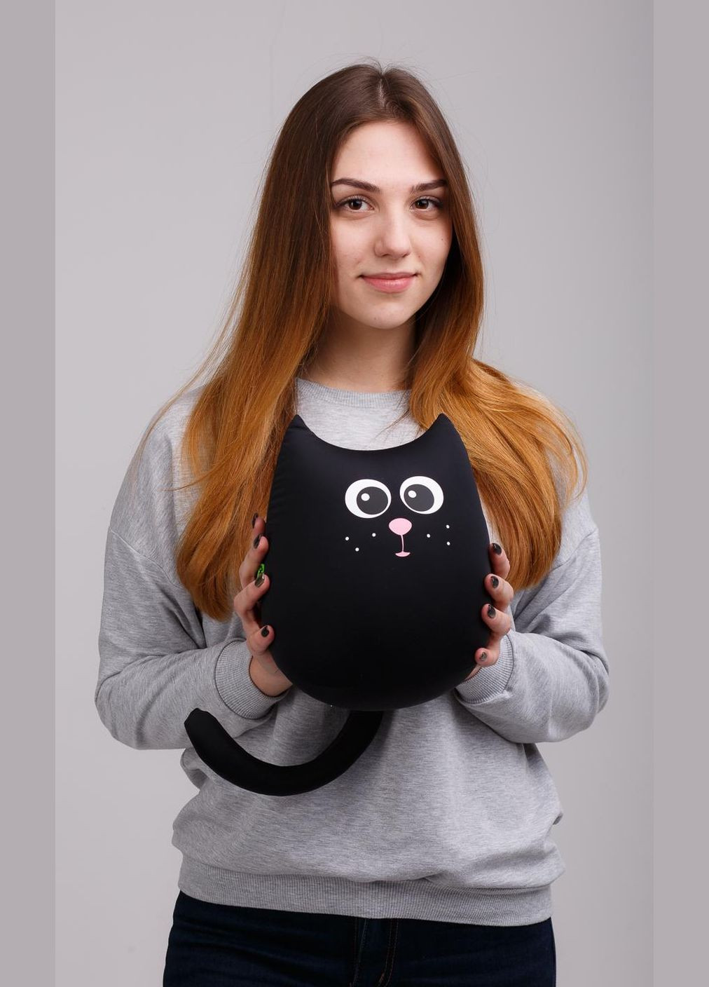 М'яка іграшка антистрес подушка інтер'єрна Кіт міні Вугіллячко 20 см ( A204 ) наповнювач кульки пінополістиролу Expetro (338435475)