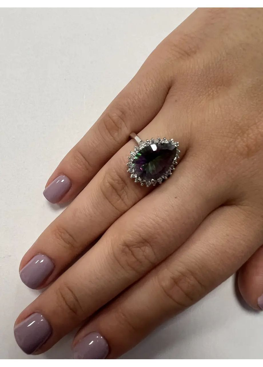 Кольцо серебряное с мистик топазом 18,5 размер Т2000-б Shatlen Каблучка (363841228)