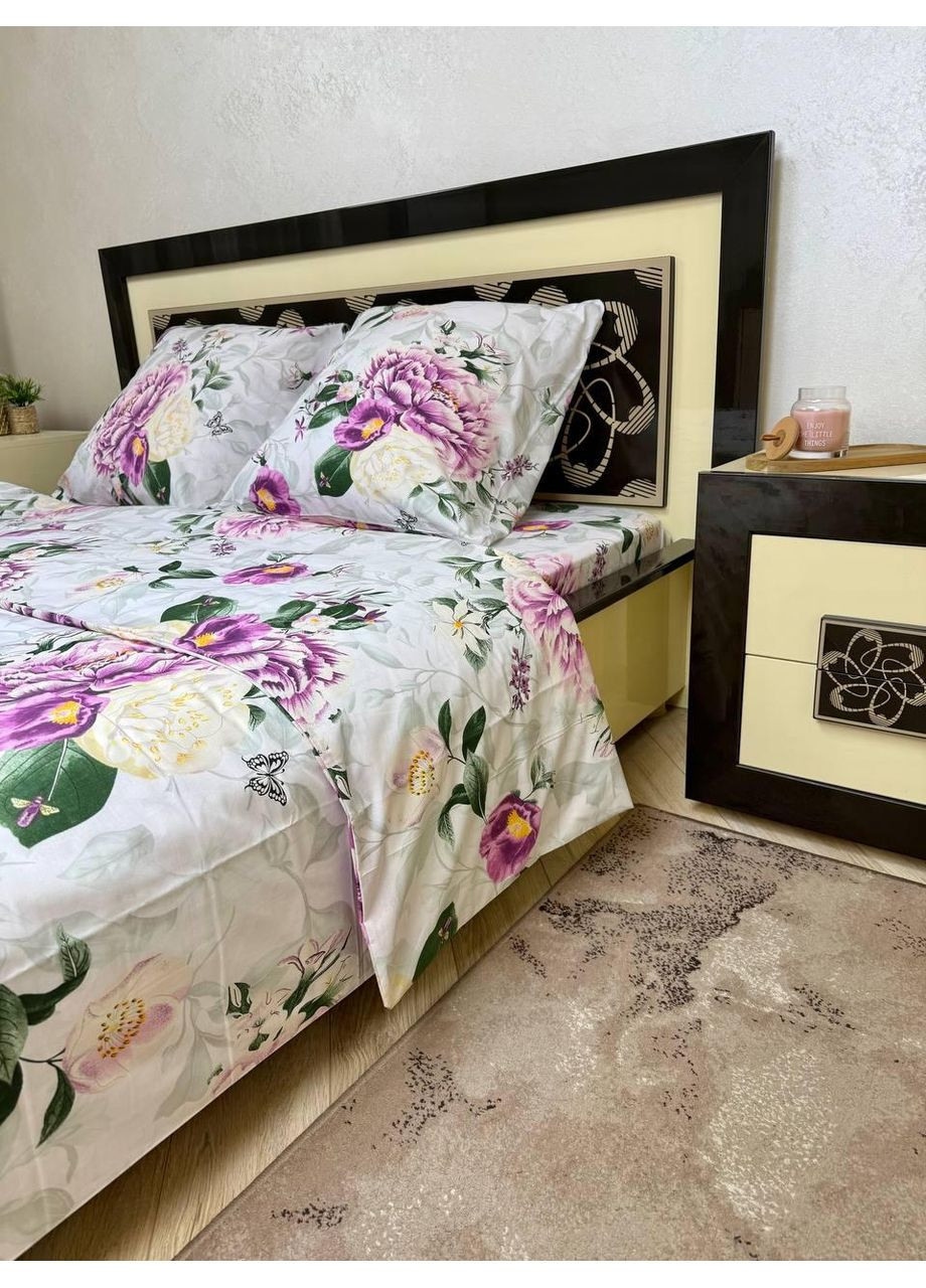 Постельное белье хлопковое Пивон корнелия Двуспальное 180 x 220 Бязь Белое 70 х 70 No Brand (352201617)