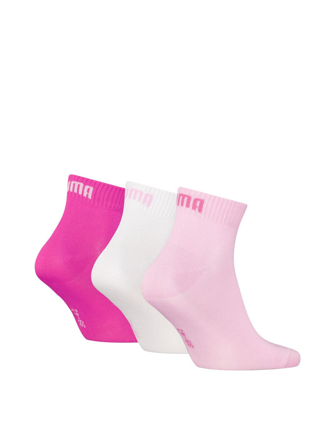 Рожеві шкарпетки quarter socks 3 pack unisex Puma однотонні (304502429)