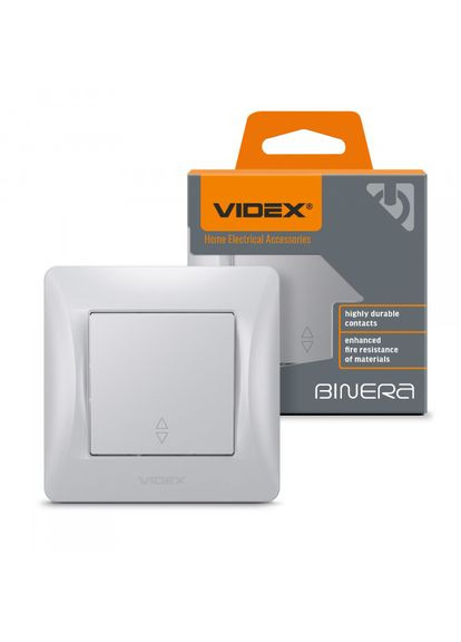 Выключатель одноклавишный проходной серебряный шелк BINERA Videx (366298469)