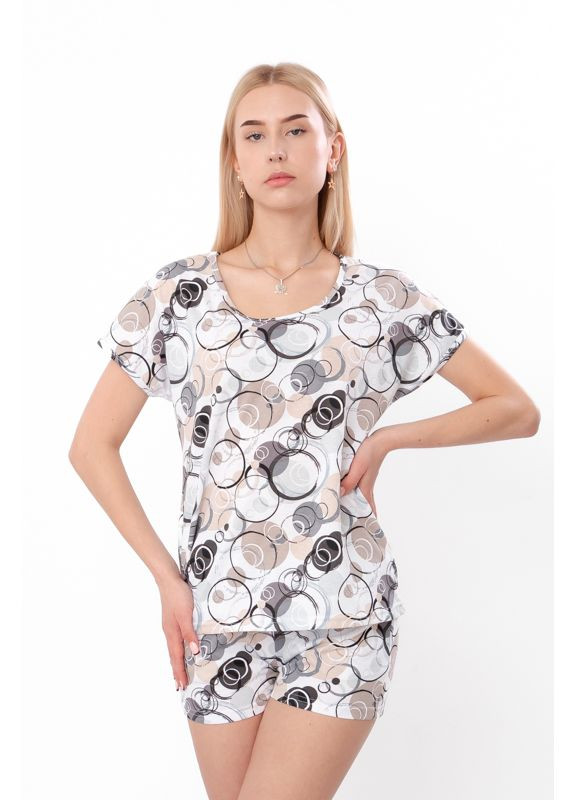 Біла всесезон комплект жіночий (футболка+шорти) (p-6234) Носи своє 8072-002-1