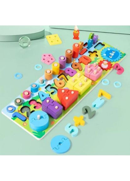 Логічна дошка дерев'яна MAGNETIC для дітей з риболовлею шестернями формами сортером навчальна гра ProDobro (367100988)