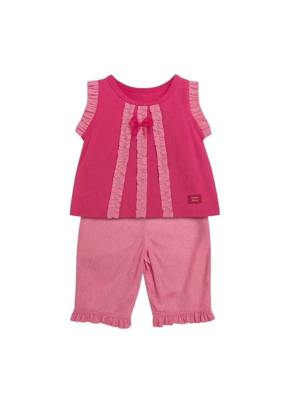 Розовый летний костюм розово-черный Marasil