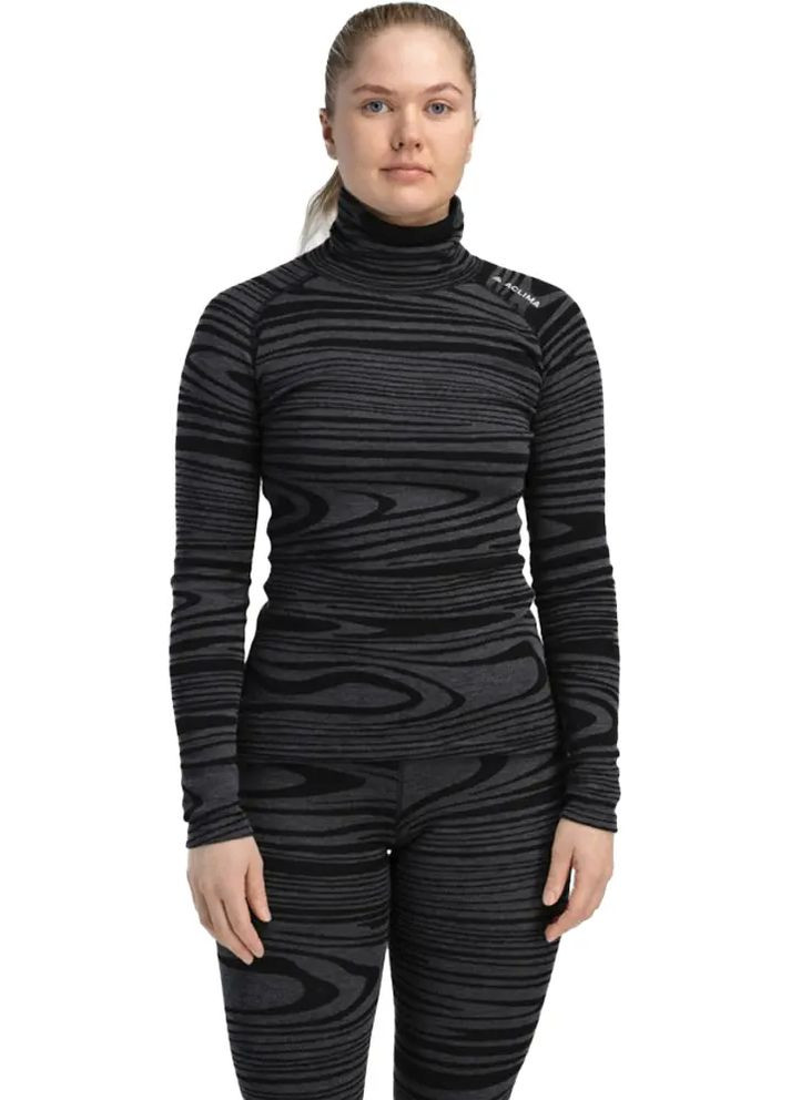 Термокофта Warm Wool 200 Roll Neck W’s Black Motion Aclima (366545426)
