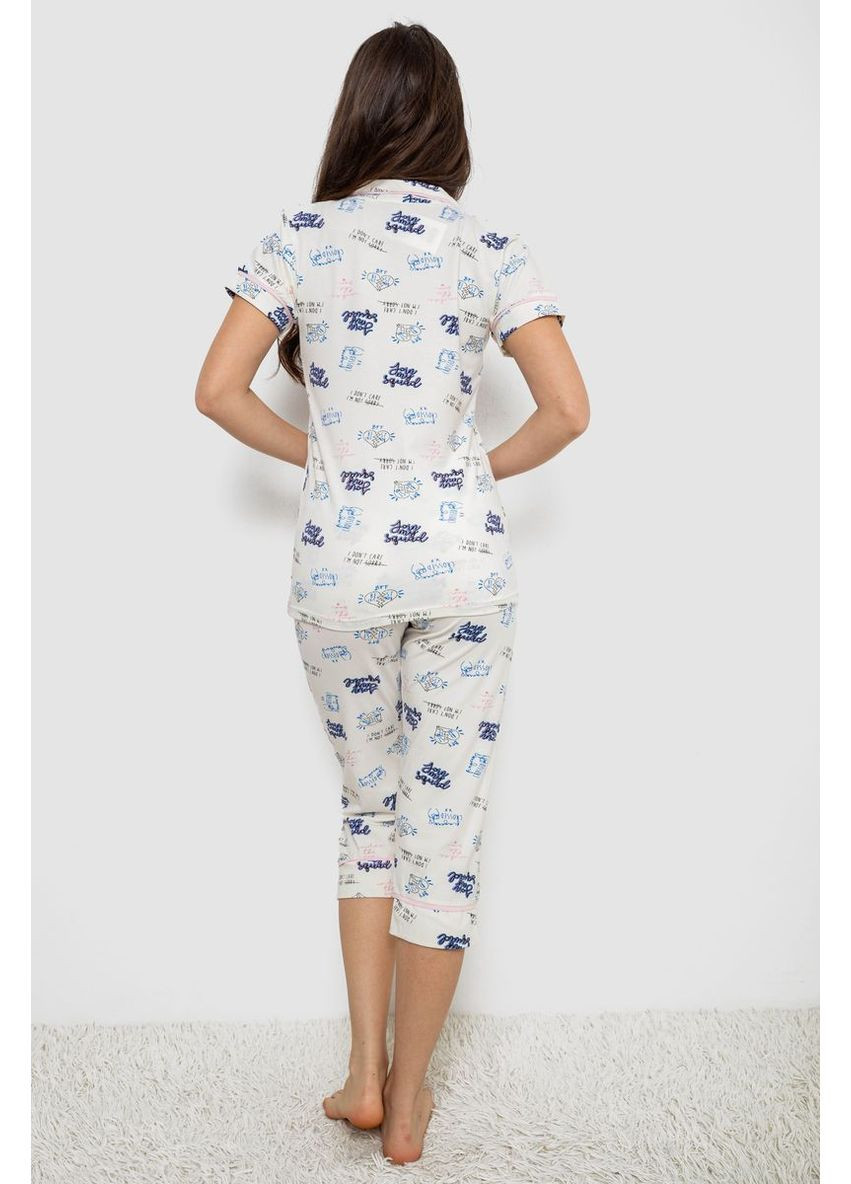 Молочна всесезон жіноча піжама з принтом,, 243r19010 Isik