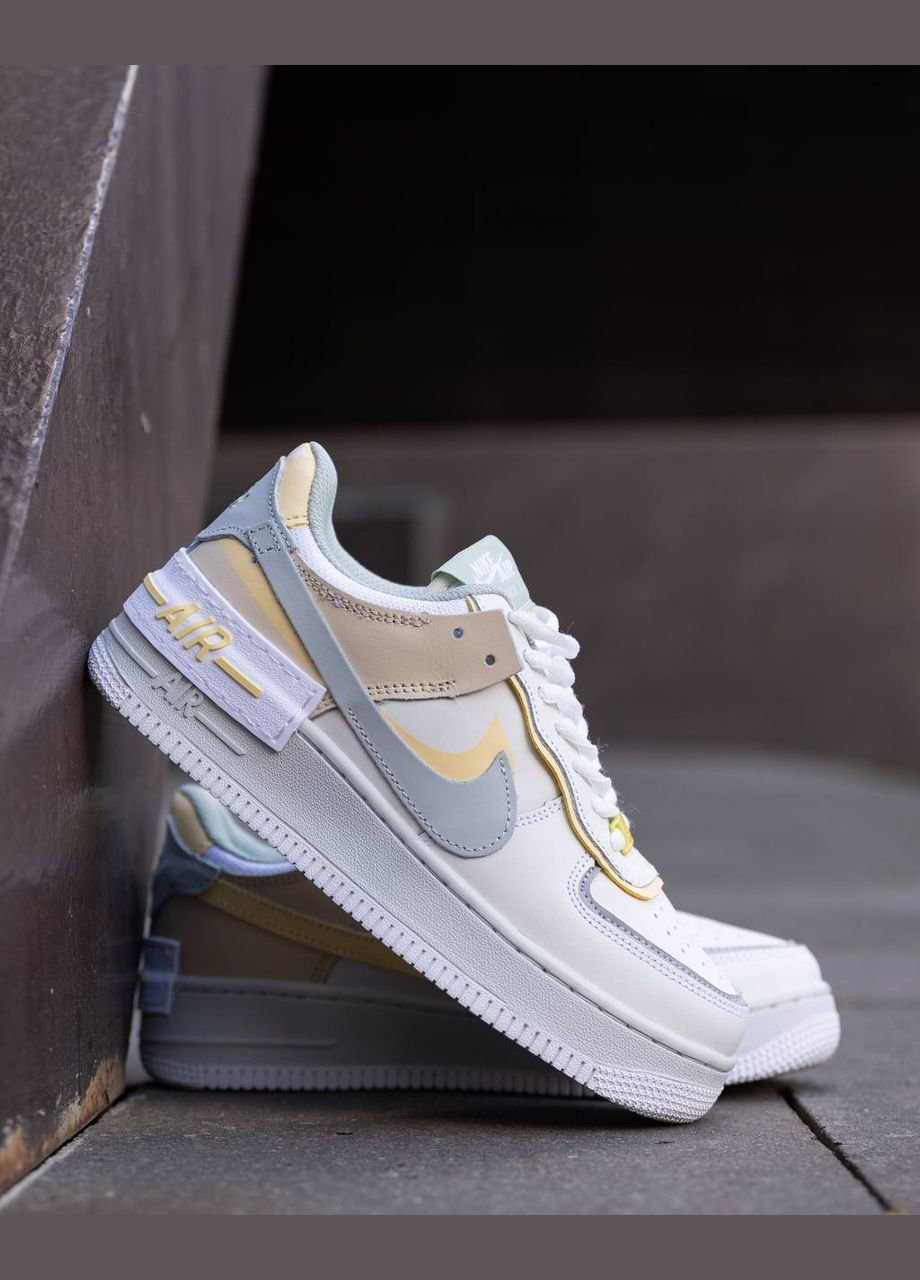 Белые всесезонные кроссовки Vakko Nike Air Force 1 Shadow White Yellow