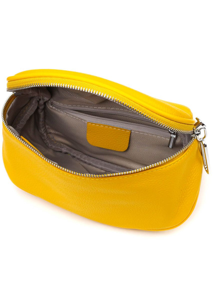 Яркая женская кроссбода через плечо из натуральной кожи желтая 22116 Vintage (329198017)