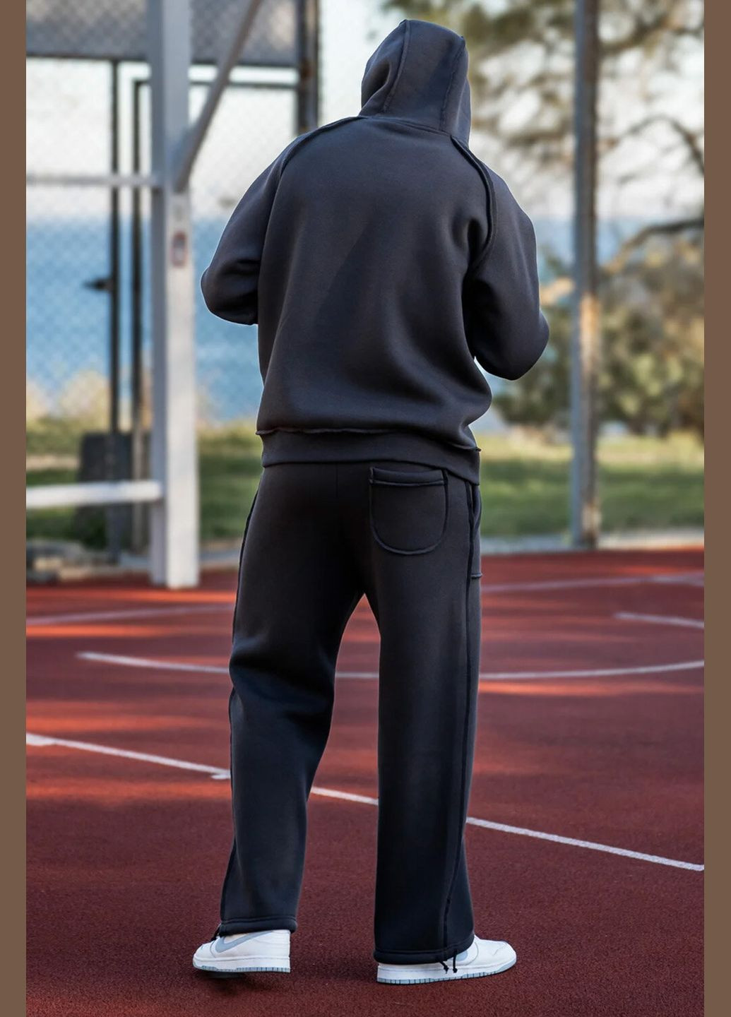 Мужской теплый объёмный костюм Оверсайз Franky 3 Графит Teamv (316355073)