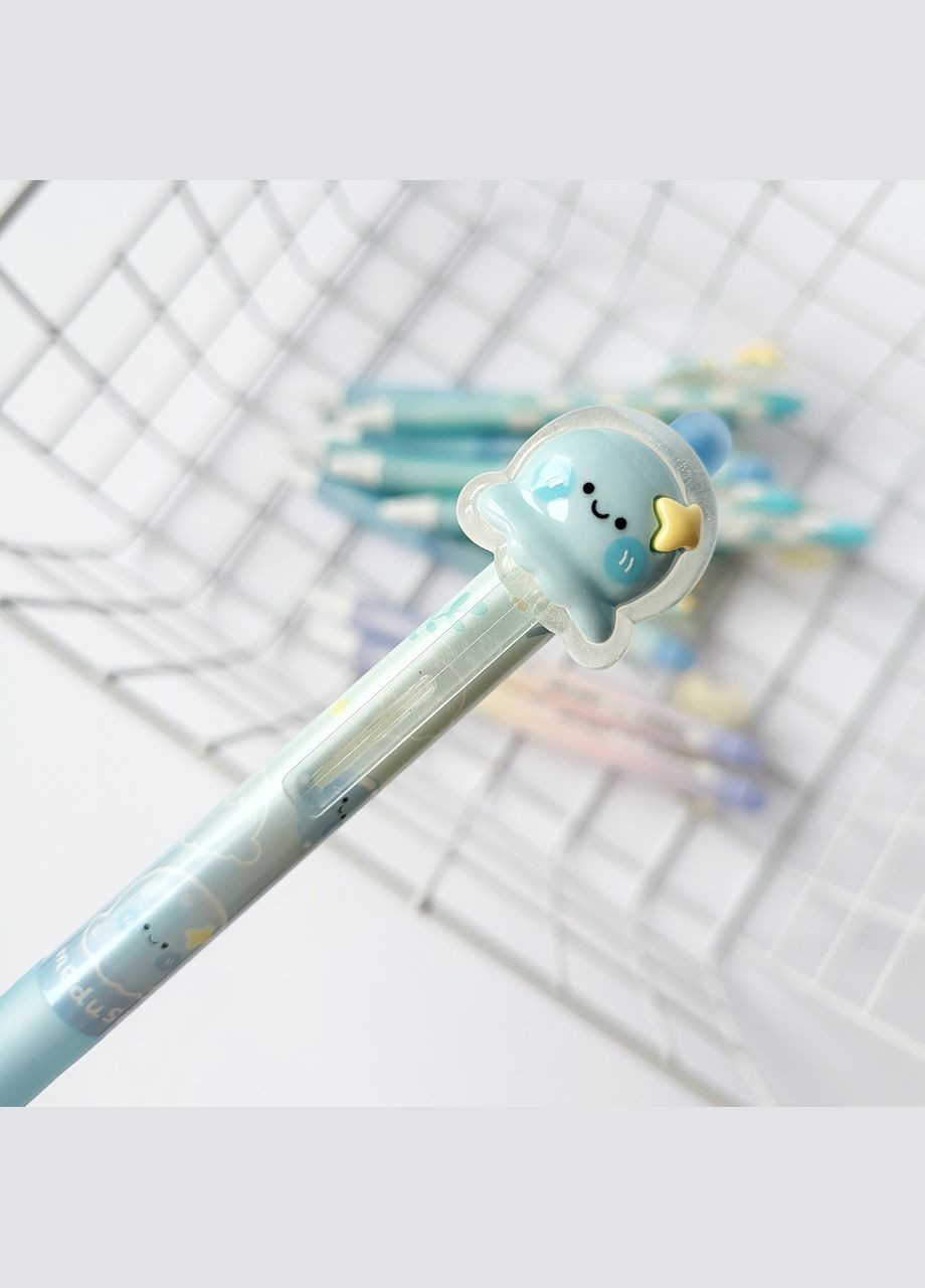 Гелева ручка пиши-стирай в корейському стилі з об'ємною фігуркою медуза, синя гелева паста No Brand (320916991)