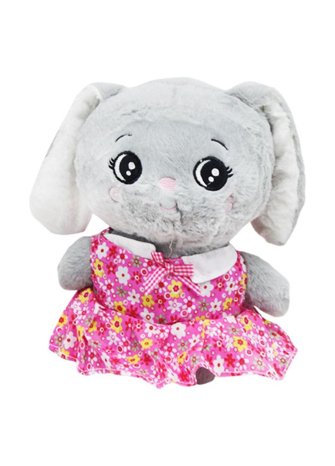 Мʼяка іграшка заєць сірий в рожевому платті MIC (290109752)