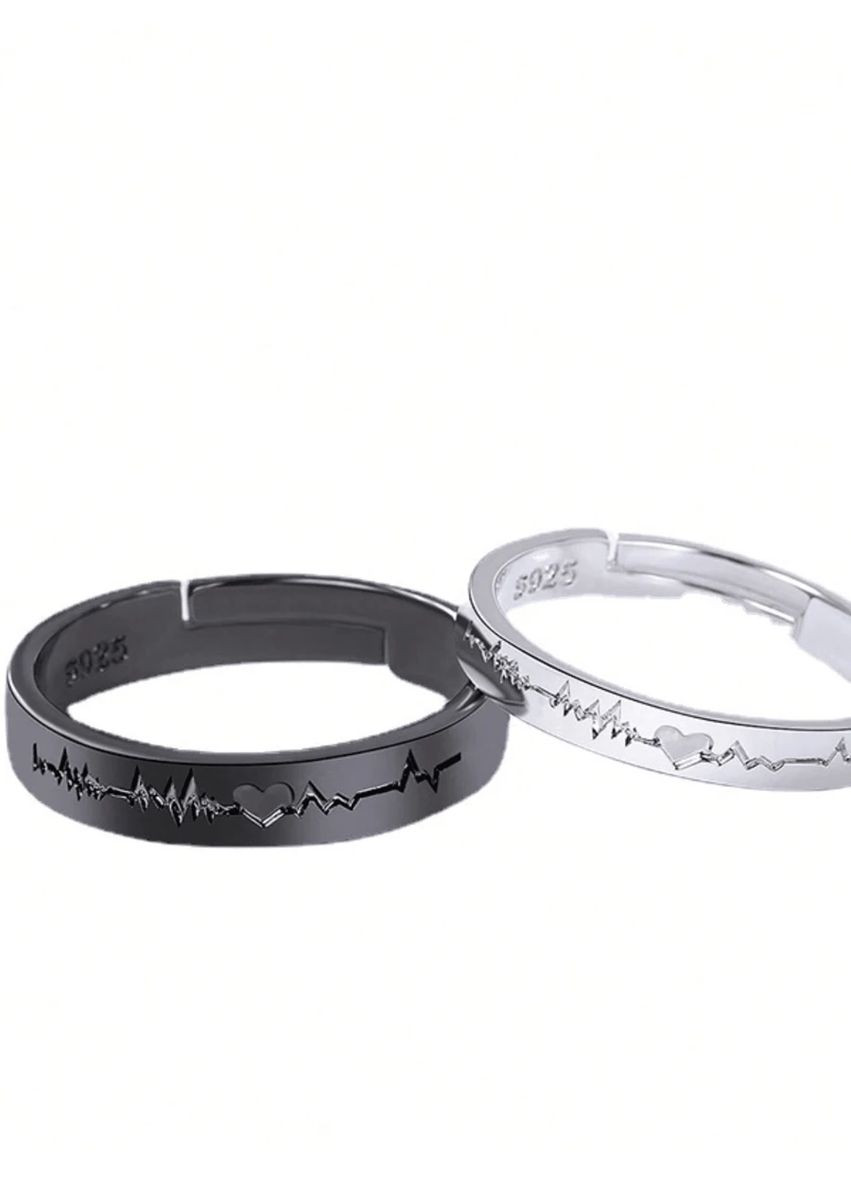 Безразмерные парные кольца для влюбленных сердцебиение, регулируемые обручальные кольца из медицинской стали AAA (340467551)