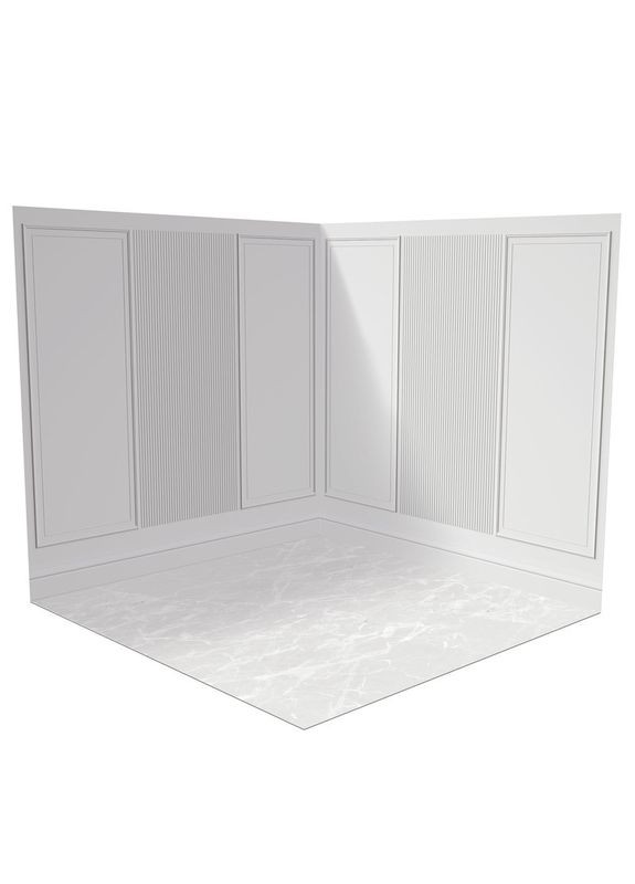 Угловой виниловый фотофон 3D, белая панельная стена, мраморный пол для фотосъёмки, 50×50 см, №58479 PhotoVinyl (354376138)