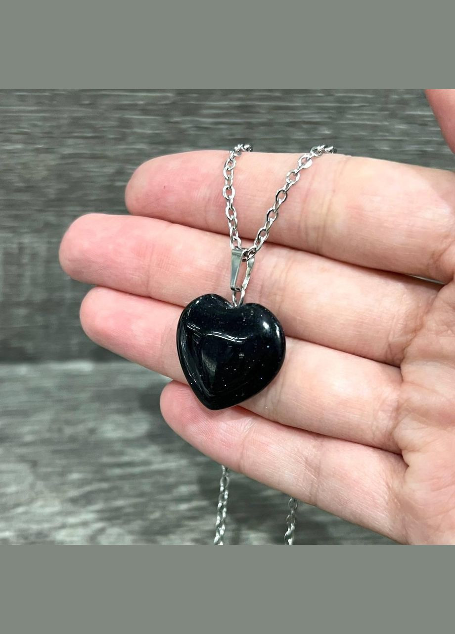 Натуральный камень Авантюрин "Ночи Каира" кулон в форме сердца на цепочке в подарочной коробочке Овен (326807823)