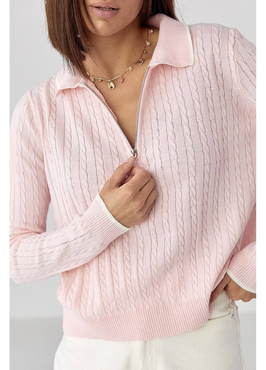 Трикотажная кофта с молнией и воротником-рубашкой – Размерная сетка в описании Vione (367074838)