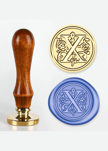 Друк для сургуча Англійська літера Х латунна головка 25*15 мм + дерев'яна ручка 90 мм No Brand 7705 (295922201)