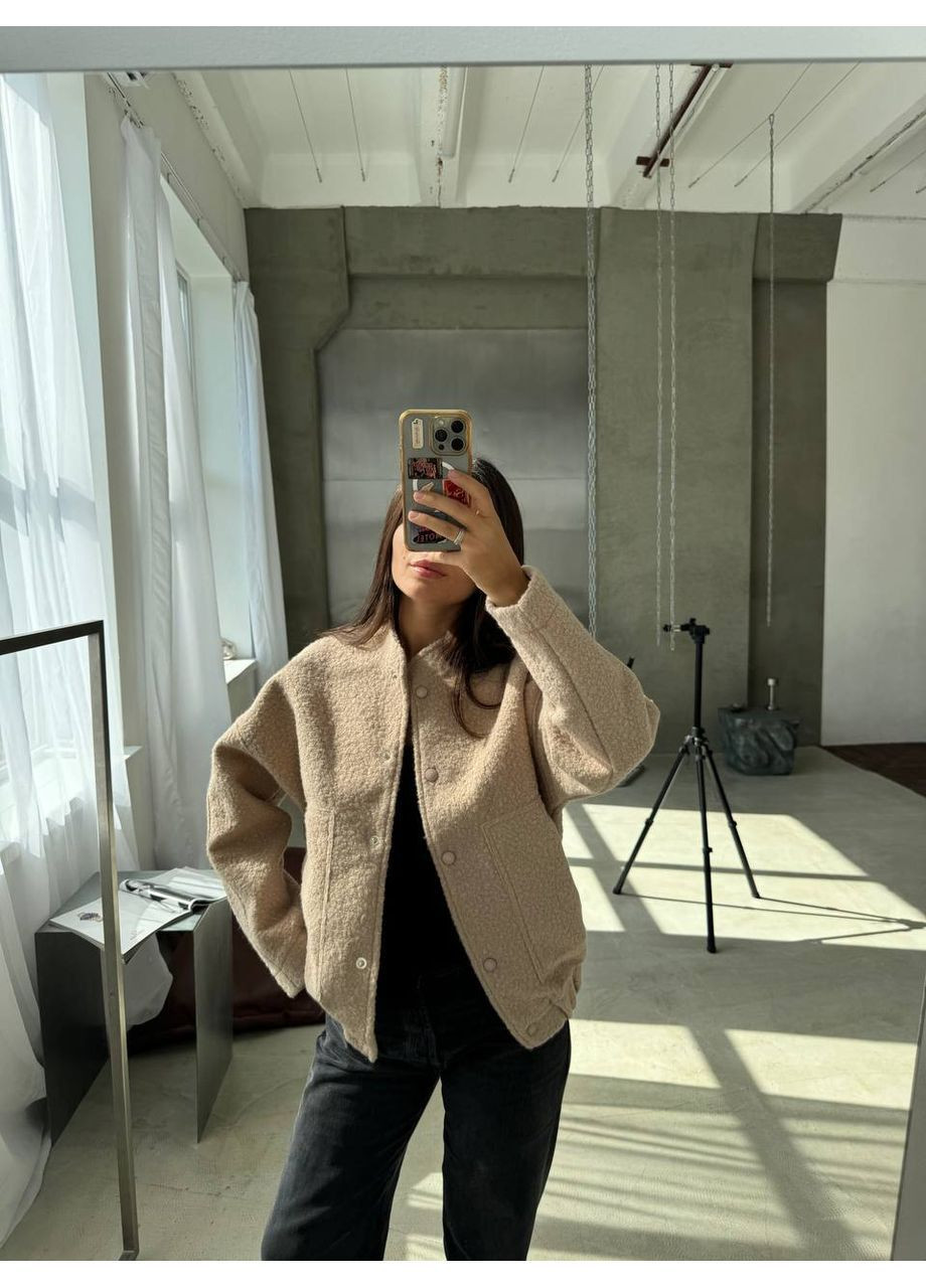 Женский бомбер на кнопках шерсть букле на кнопках (366037297)