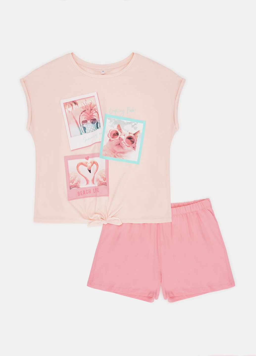 Розовая всесезон пижама (шорты, футболка) C&A