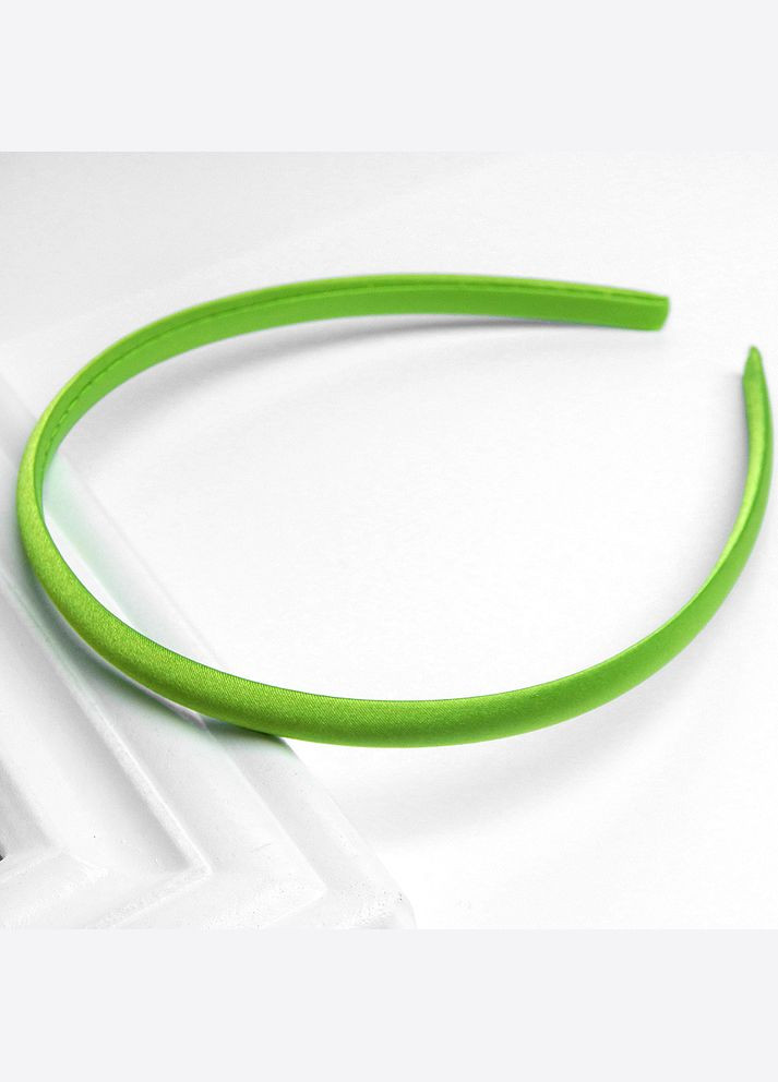 Обруч для волосся, в атласі, пластиковий, 1 см, салатовий No Brand (340483725)