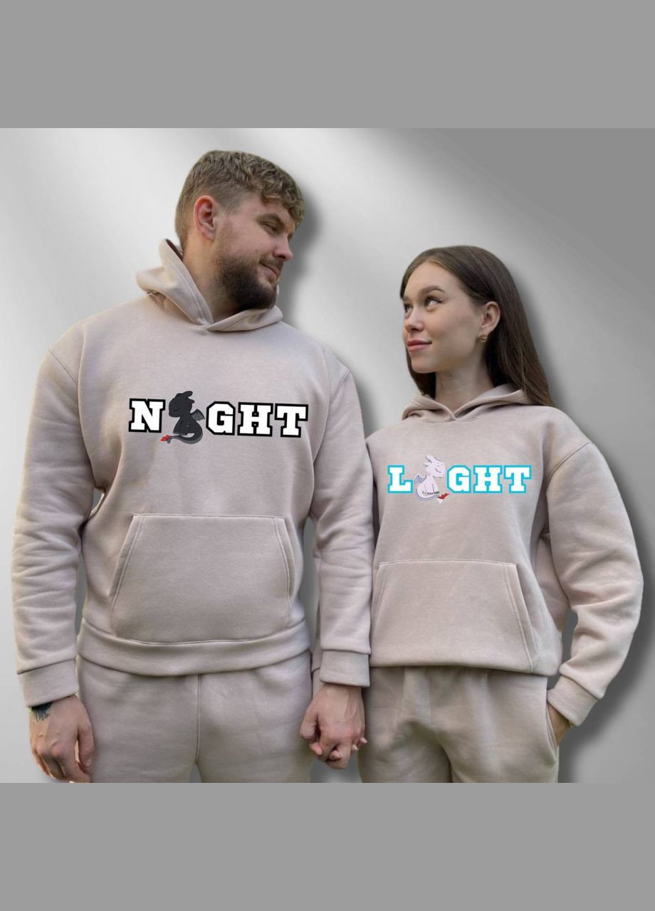 Парные тощие теплые с капюшоном, Таш, принт "Night/Light" (534) Hand Made (358896724)