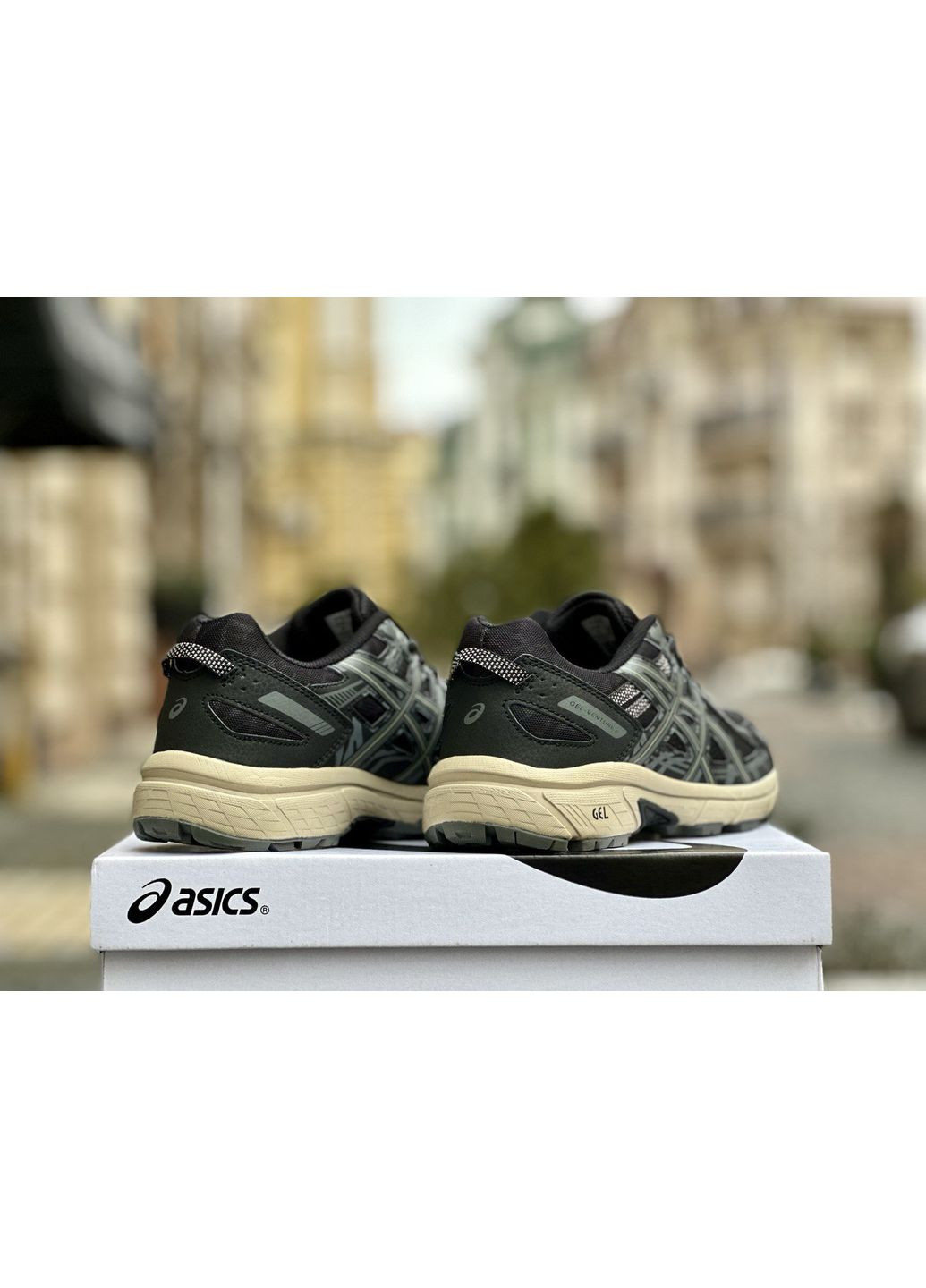 КРОССОВКИ ЖЕНСКИЕ ASICS GEL VENTURE 6 BLACK KHAKI АСИКС ГЕЛЬ ВЕНТУРА No Brand чёрные демисезоны (368855928)