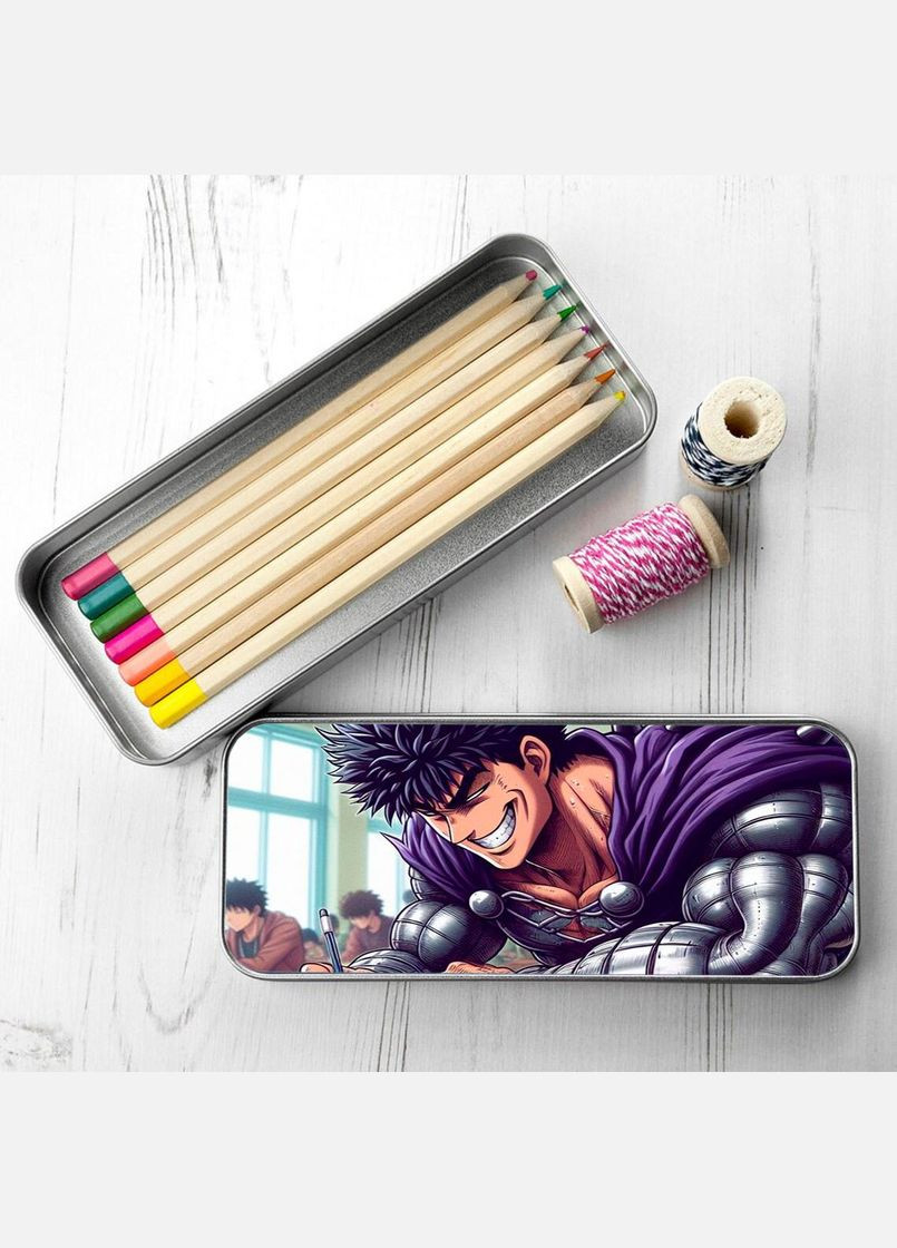 Органайзер для канцелярских принадлежностей металлический, кейс для мелочей Аниме Берсерк #007 7*18 см Silver No Brand (309155134)