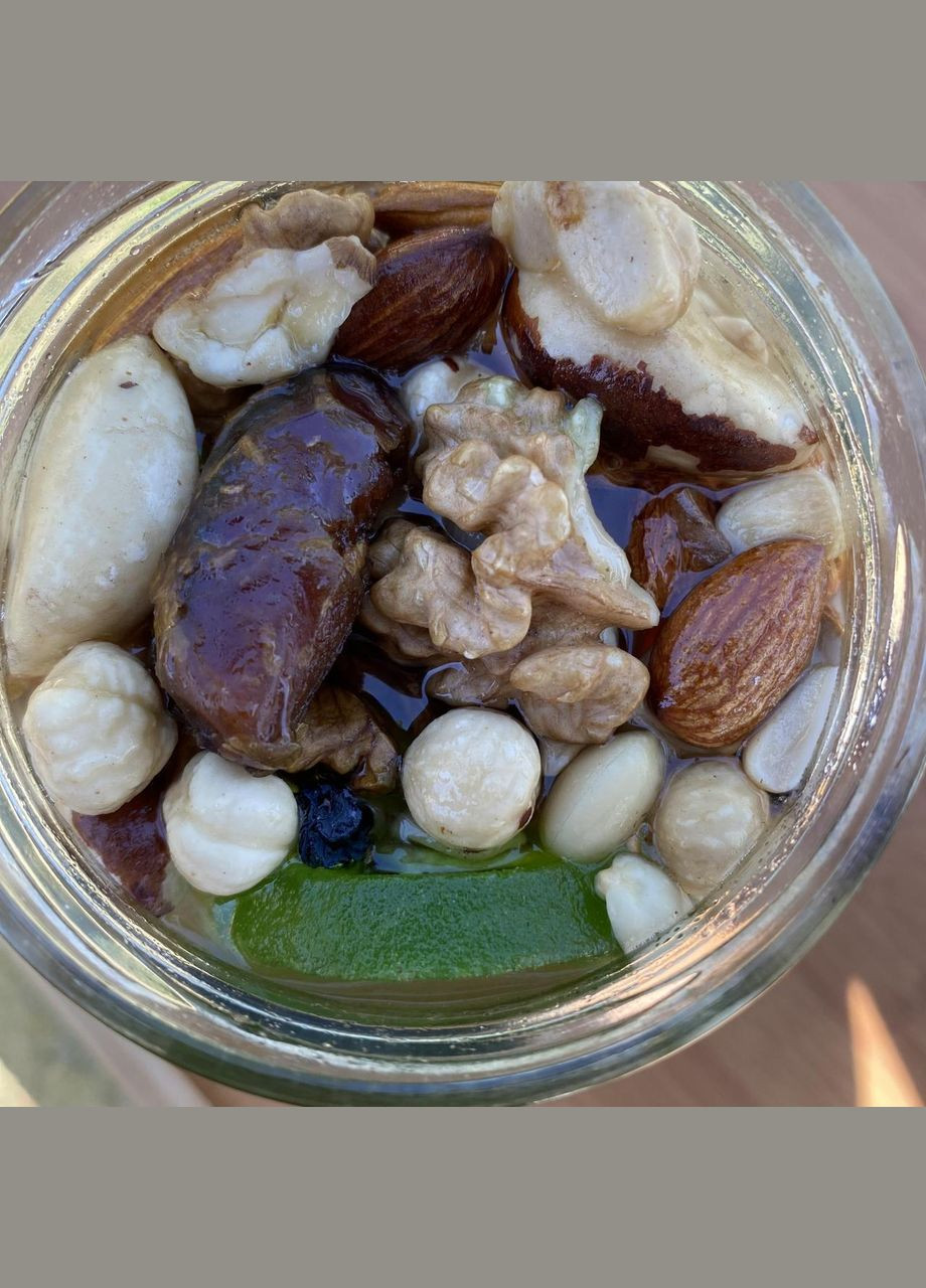 Асорті горіхи і сухофрукти у меду акації 0,1 л (140 грам) МЕД ПОШТОЮ (322148857)