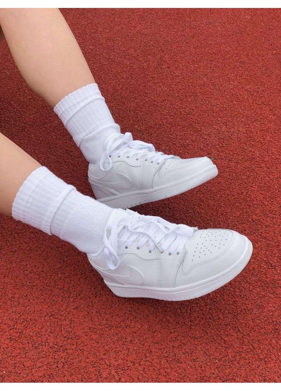 КРОСІВКИ ЖІНОЧІ NIKE AIR JORDAN RETRO 1 LOW FULL WHITE НАЙК АІР ДЖОРДАН No Brand білі демісезони (367168802)