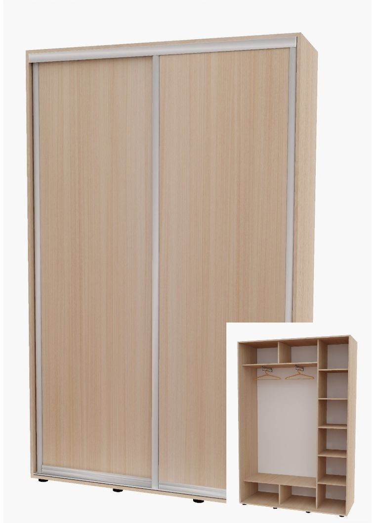 Шкаф-купе двухдверный 160*45*250 см Дуб молочный 2 двери ДСП Алекса (360479267)