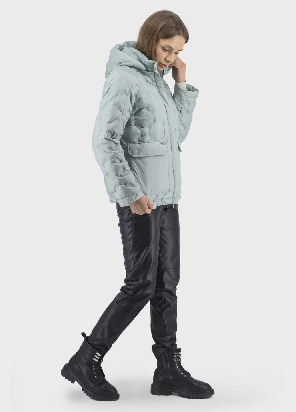 Оливкова демісезонна жіноча стьобана куртка з капюшоном для осені та весни, casual стиль (, ), 42401 Snow Owl