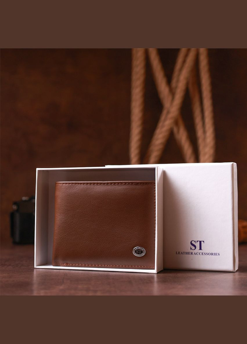 Чоловічий гаманець Шкіряний 18353 (ST-1) НОВИНКА Коричневий st leather (306881703)