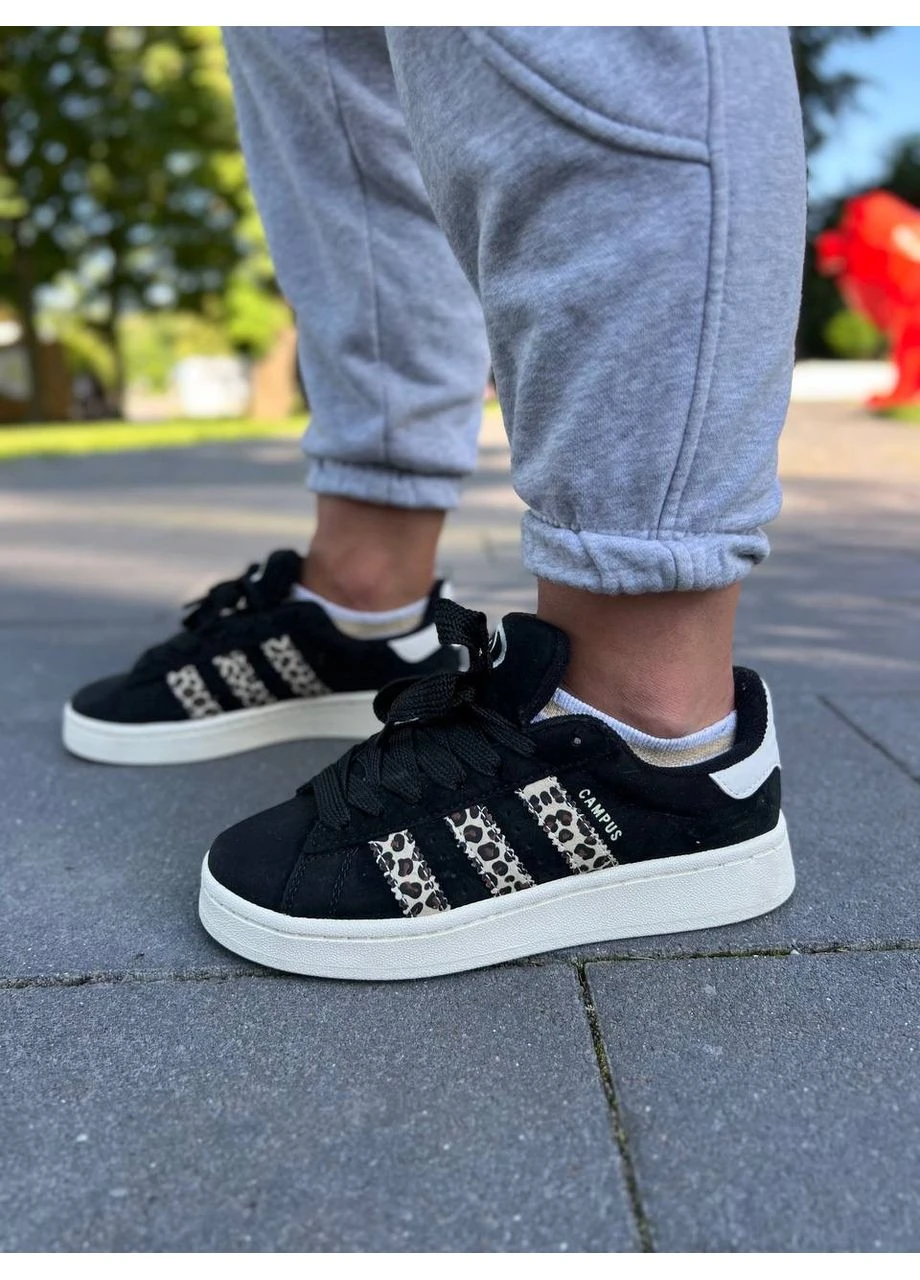 КРОСІВКИ ЖІНОЧІ ADIDAS CAMPUS BLACK LEOPARD АДІДАС КАМПУС ЧОРНІ No Brand чорні демісезони (391959553)