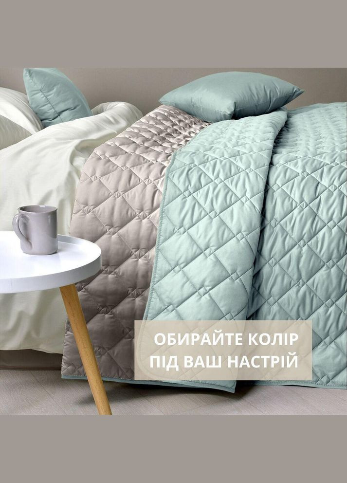 Покрывало 180х210 см стеганая двухсторонняя качественная стежка микрофибра на кровать, диван мята серая IDEIA (334726985)
