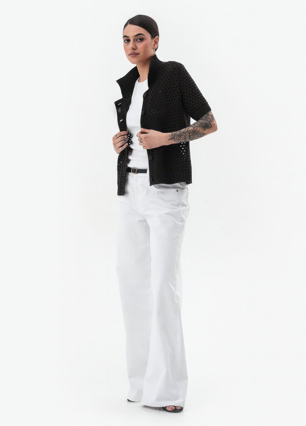 Ажурний кардиган із італійської бавовни SVTR (342112228)