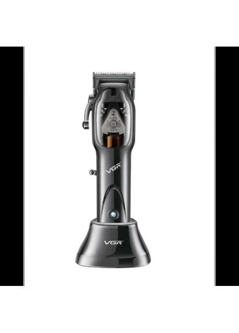 Професійна машинка для стриження бездротова акумуляторна LED-дисплей V-653 Чорна + 4 насадки VGR (364275911)