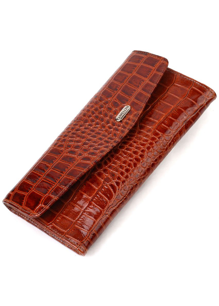 Женский портмоне из лакированной натуральной кожи с тиснением под крокодила 21704 Canpellini (329147930)