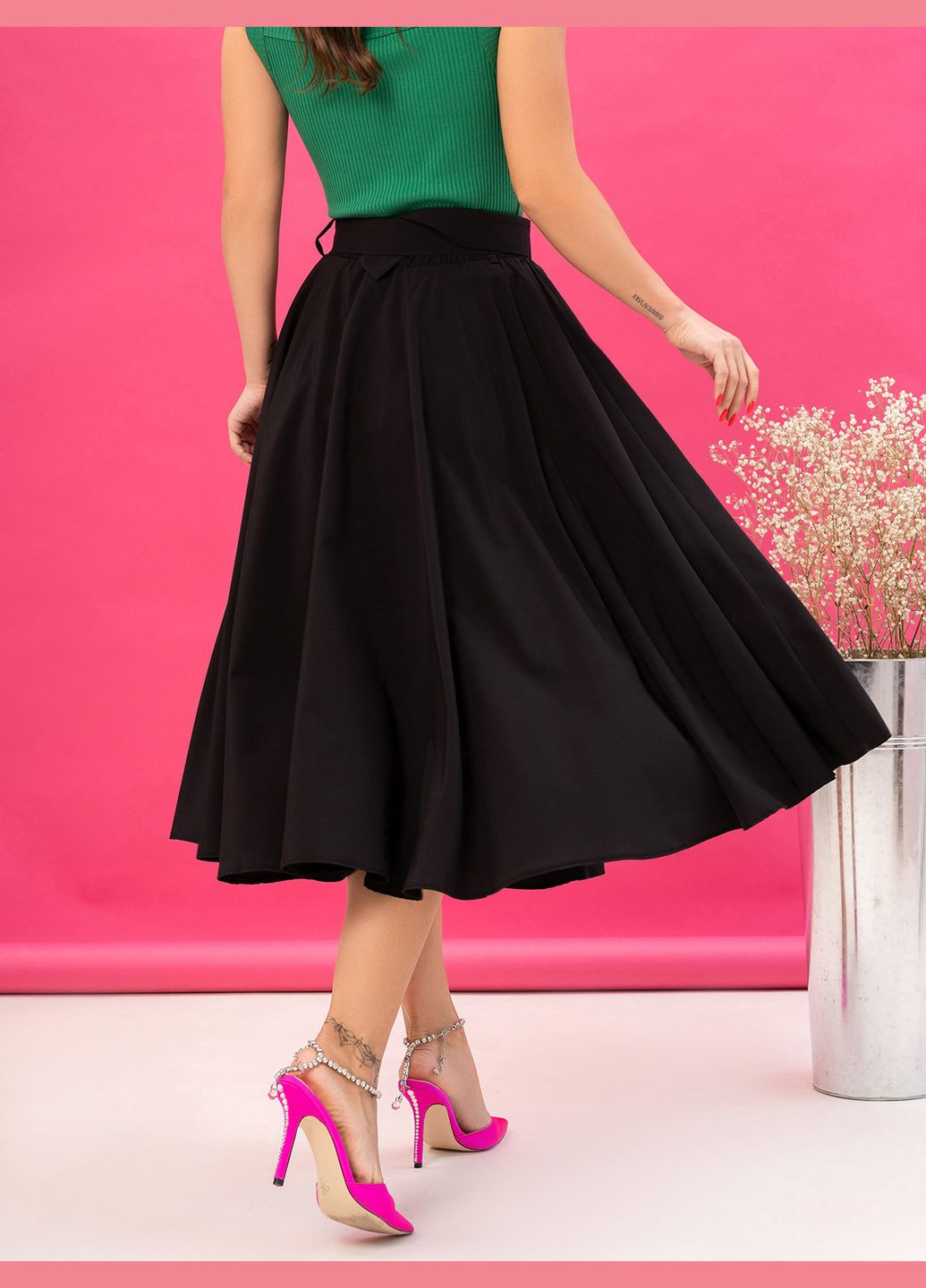 Черная повседневная однотонная юбки ISSA PLUS