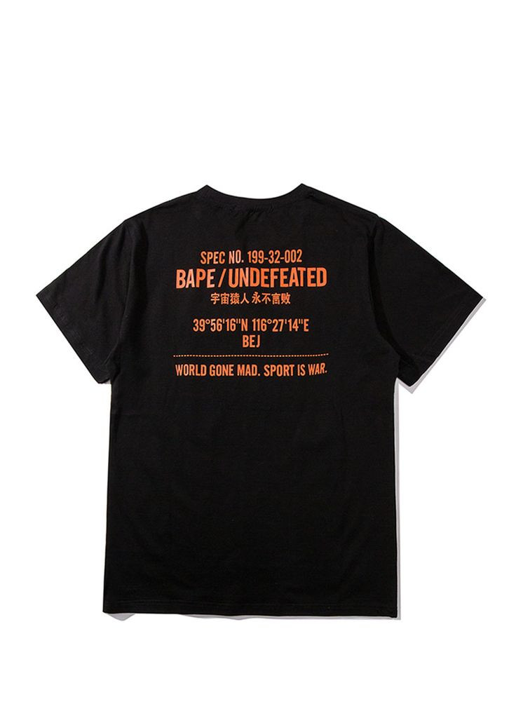 Футболка чёрная Bape A Bathing Ape x Undefeated Sport Is War Ape Head Black Tee Unisex (356677690)