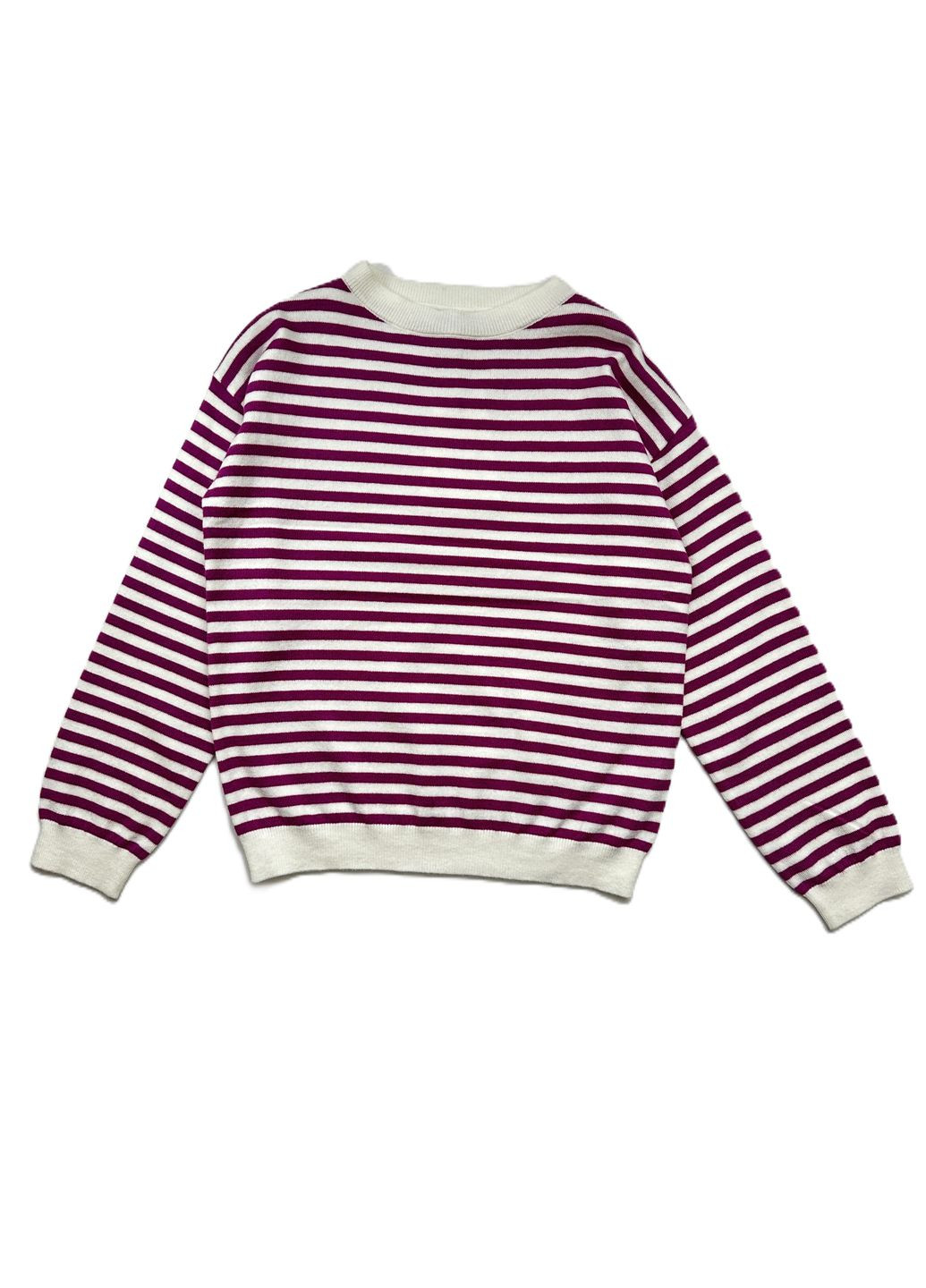 To Be Too tbt2451 свитшот из тонкой вязки для девочки (италия) полосатый бело-фиолетовый полоска фиолетовый праздничный, коктейльный, деловой, повседневный, кэжуал, деним шерсть